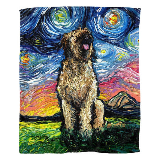 Fleece Throw Blanket 60x50 Inch Briard Berger De Brie Starry Night Dog Art