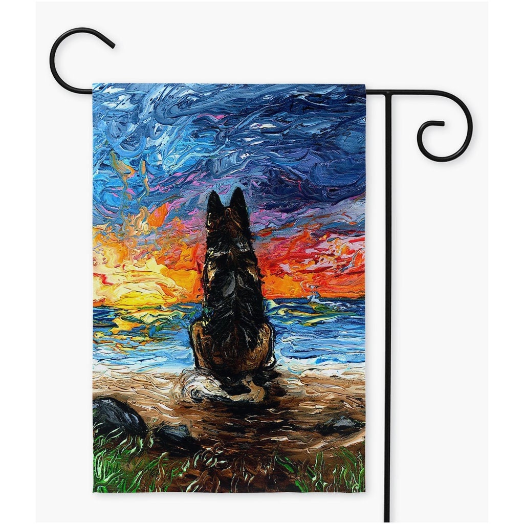 German Shepherd Beach Days Outdoor Flag