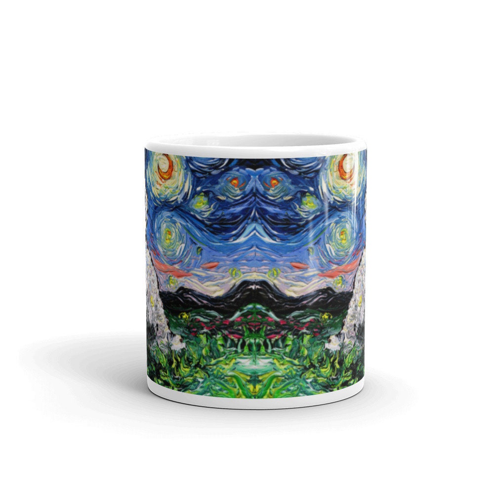 Coton de Tuléar Coffee Mug Starry Night Dog Art by Aja ceramic coffee cup artwork home goods