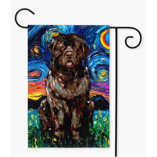 Brown Newfoundland Starry Night Yard Flags