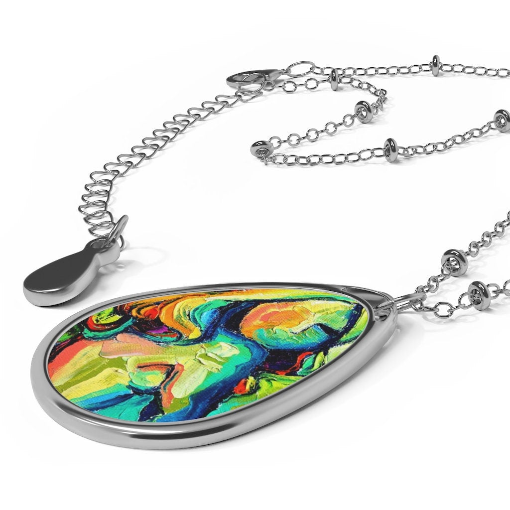 Femme 129 Abstract Female Nude Woman 1.5x1 inch Oval Pendant on 20.47 inch Chain Necklace Jewelry Featuring Art by Aja