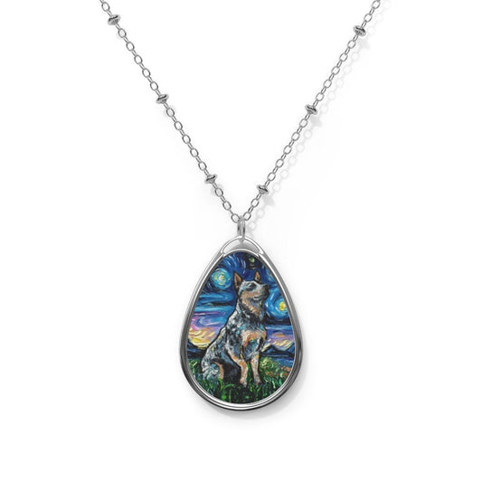 Dog Necklace Blue Heeler Pendant Starry Night Jewelry Dog Lover Gift Idea Australian Cattle Dog Memorial Charm Heeler Dog Art Necklace