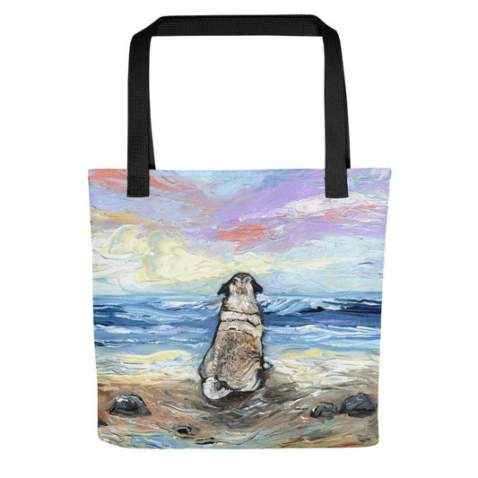 Tote Bag  Beach Days  Pug Dog handbag artwork by Aja dog lover gift 15x15 inches printed both sides Purse Reusable Grocery Bag
