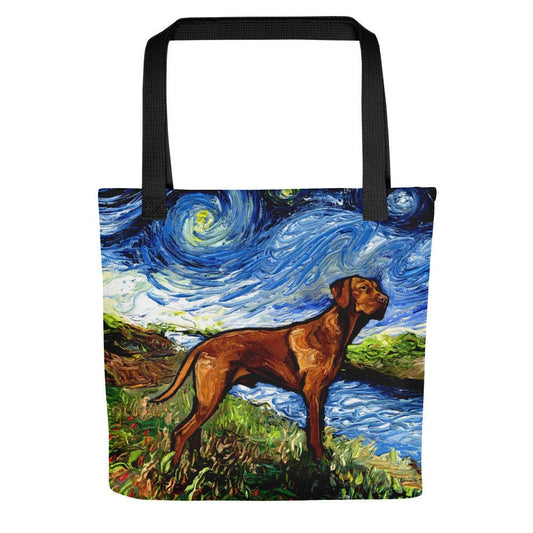 Tote Bag  Vizsla Starry Night Dog handbag artwork by Aja dog lover gift 15x15 inches printed both sides Purse Reusable Grocery Bag