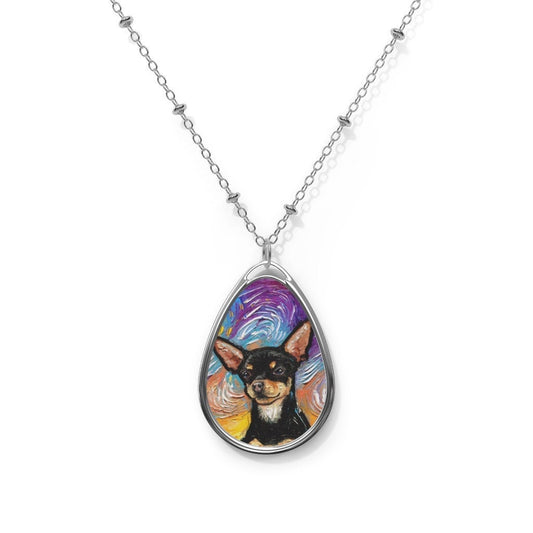 Dog Necklace Chihuahua Pendant Starry Night Jewelry Dog Lover Gift Idea Black and Tan Chihuahua Memorial Charm Chihuahueño Dog Art Necklace