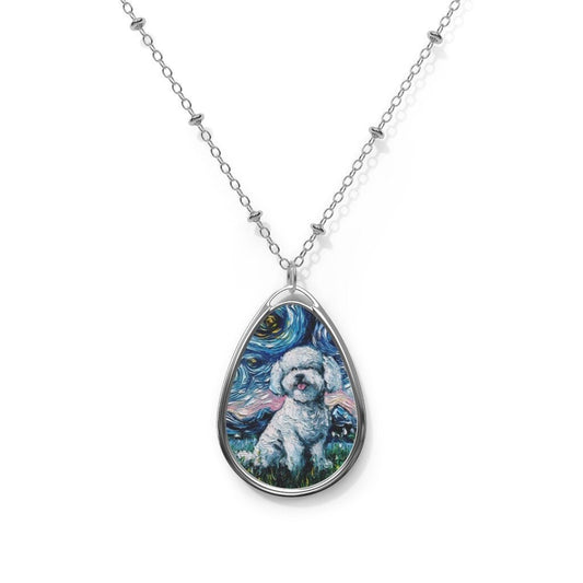 Dog Necklace Bichon Frise Starry Night Dog Pendant Necklace Pet Jewelry Cute White Dog Charm Necklace Pet Memorial Dog Lover Gift Idea
