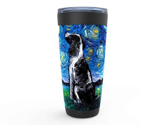 Black And White English Springer Spaniel Starry Night Dog Viking Tumbler Insulated Stainless Steel Drinkware Art By Aja Travel Mug