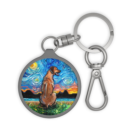 Keychain - Rhodesian Ridgeback Starry Night Dog Key Chain Keyring Tag School Bag Tag Pet Charm Art by Aja