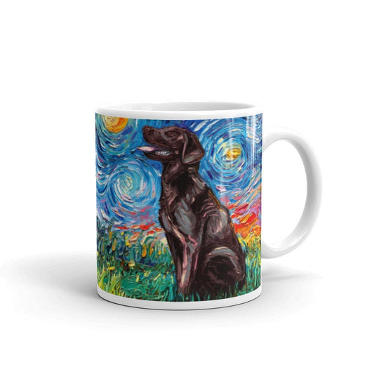 Chocolate Labrador Night Coffee Mug Dog Lover Starry Night Art by Aja ceramic cup Brown Lab