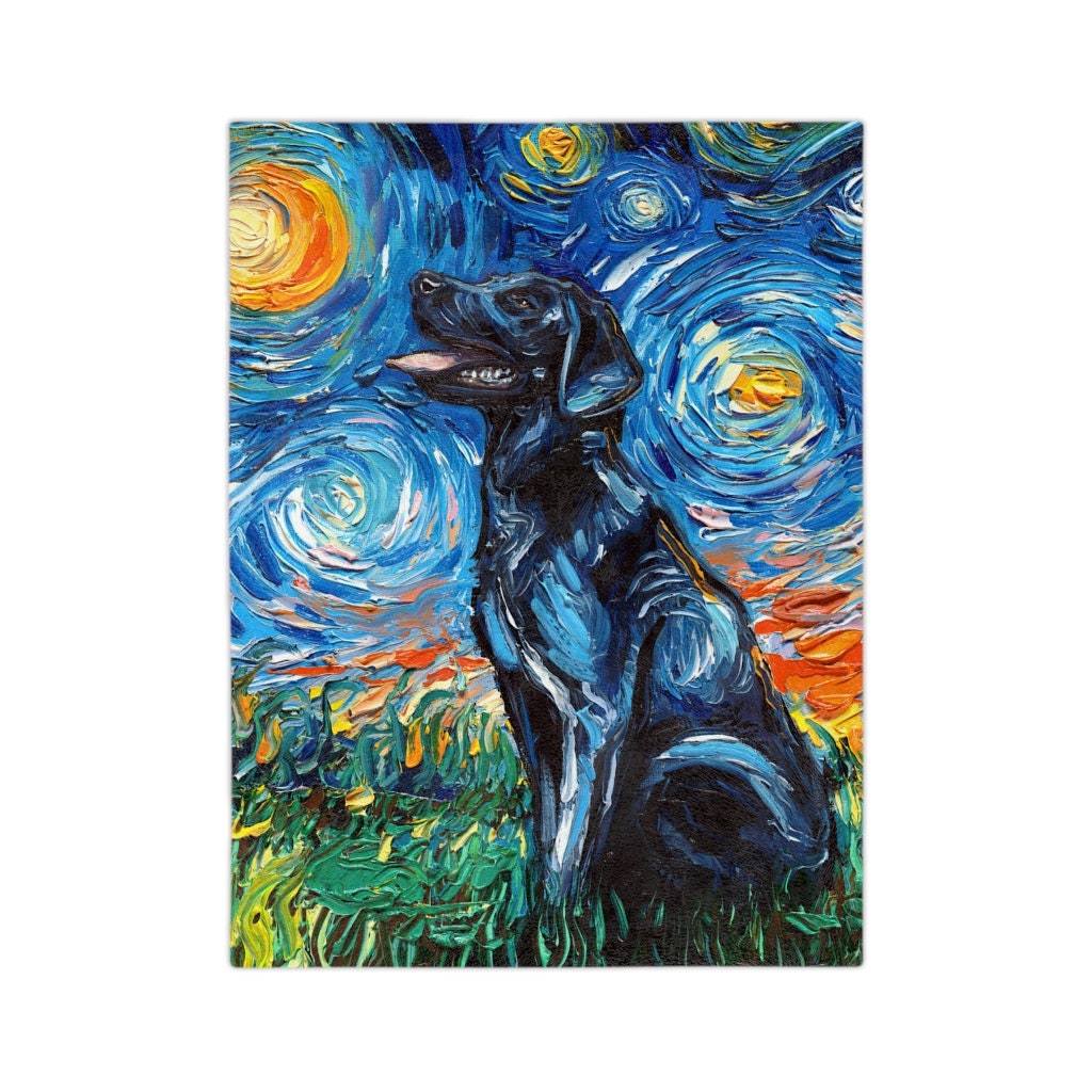 Velveteen Minky Blanket Black Labrador Starry Night Dog Throw