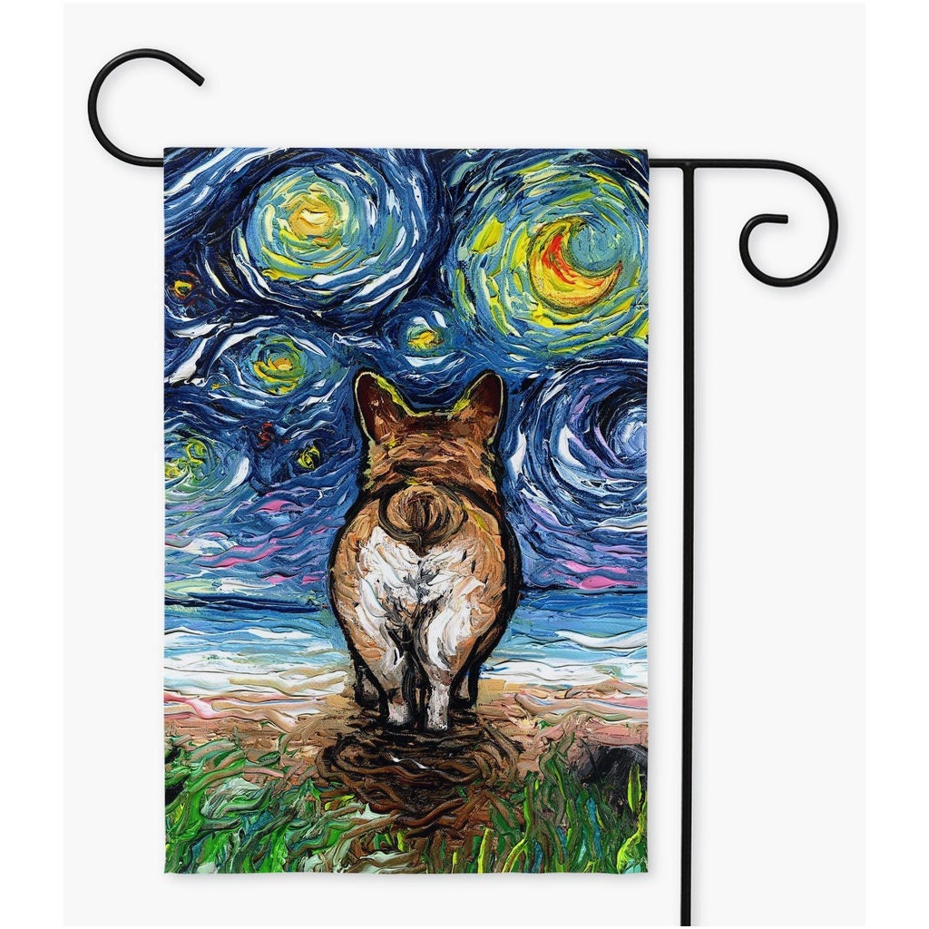 Pembroke Corgi Butt Starry Night Flag