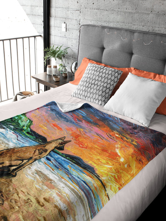 Velveteen Minky Blanket  Beach Days Belgian Malinois Shepherd Dog Art By Aja Home Decor Choose from 3 sizes Free US Shipping