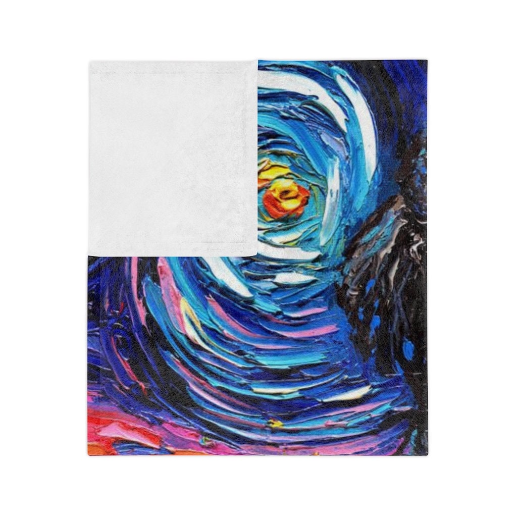 Velveteen Minky Blanket Black Standard Poodle Starry Night Dog Throw