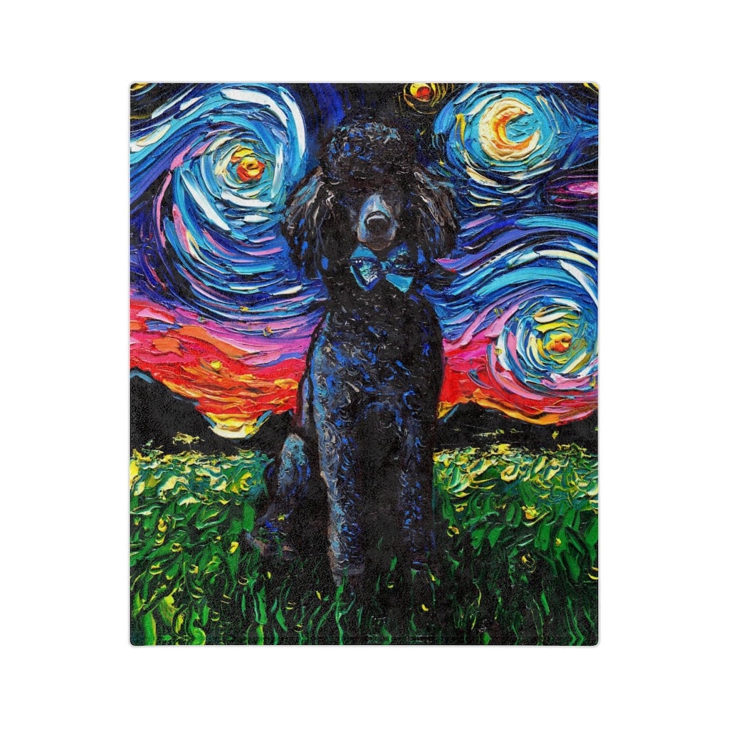 Velveteen Minky Blanket Black Standard Poodle Starry Night Dog Throw