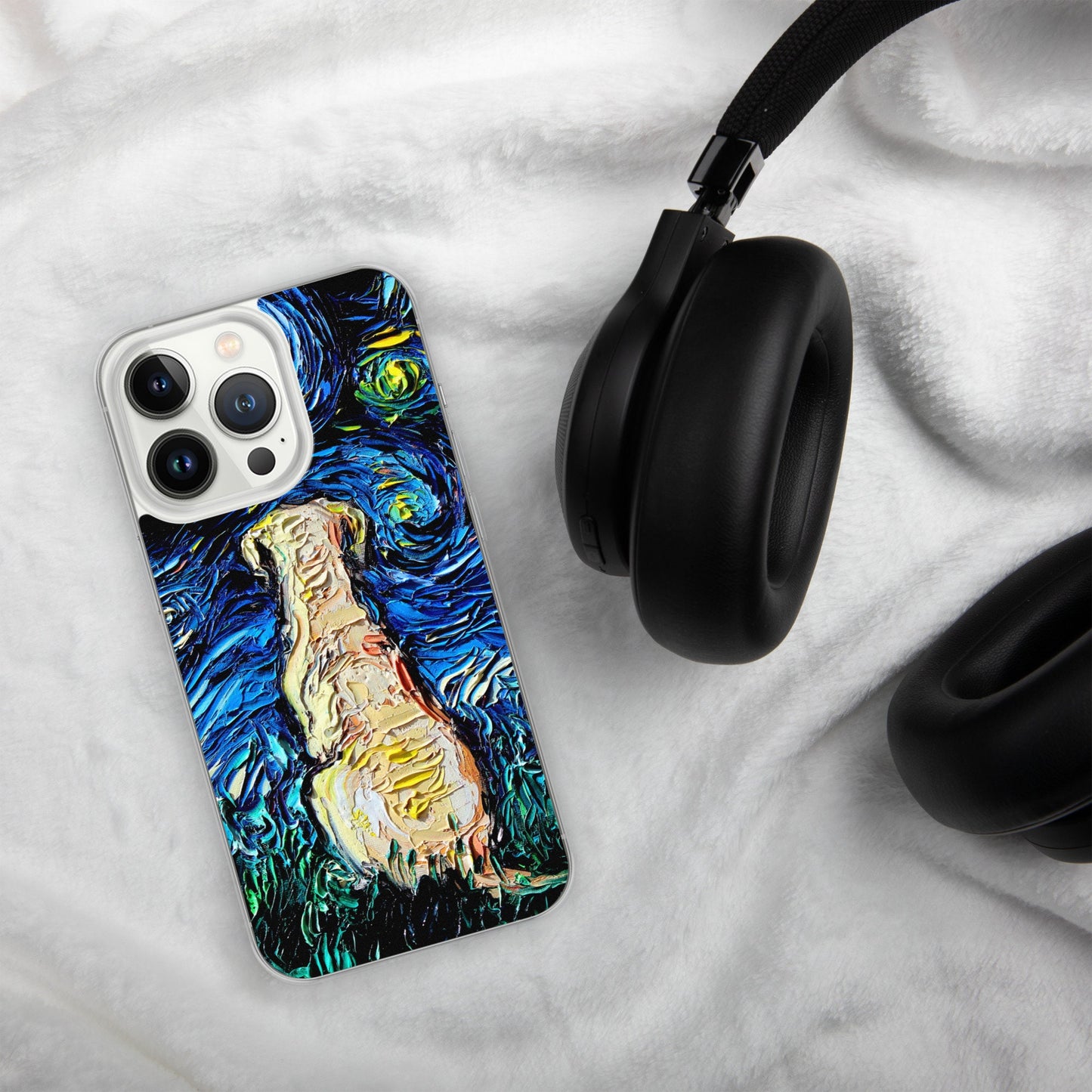 Yellow Lab Night iPhone Case Dog Lover Phone Protector Starry Night Art by Aja Labrador Retriever