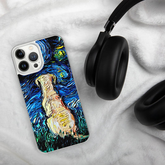 Yellow Lab Night iPhone Case Dog Lover Phone Protector Starry Night Art by Aja Labrador Retriever