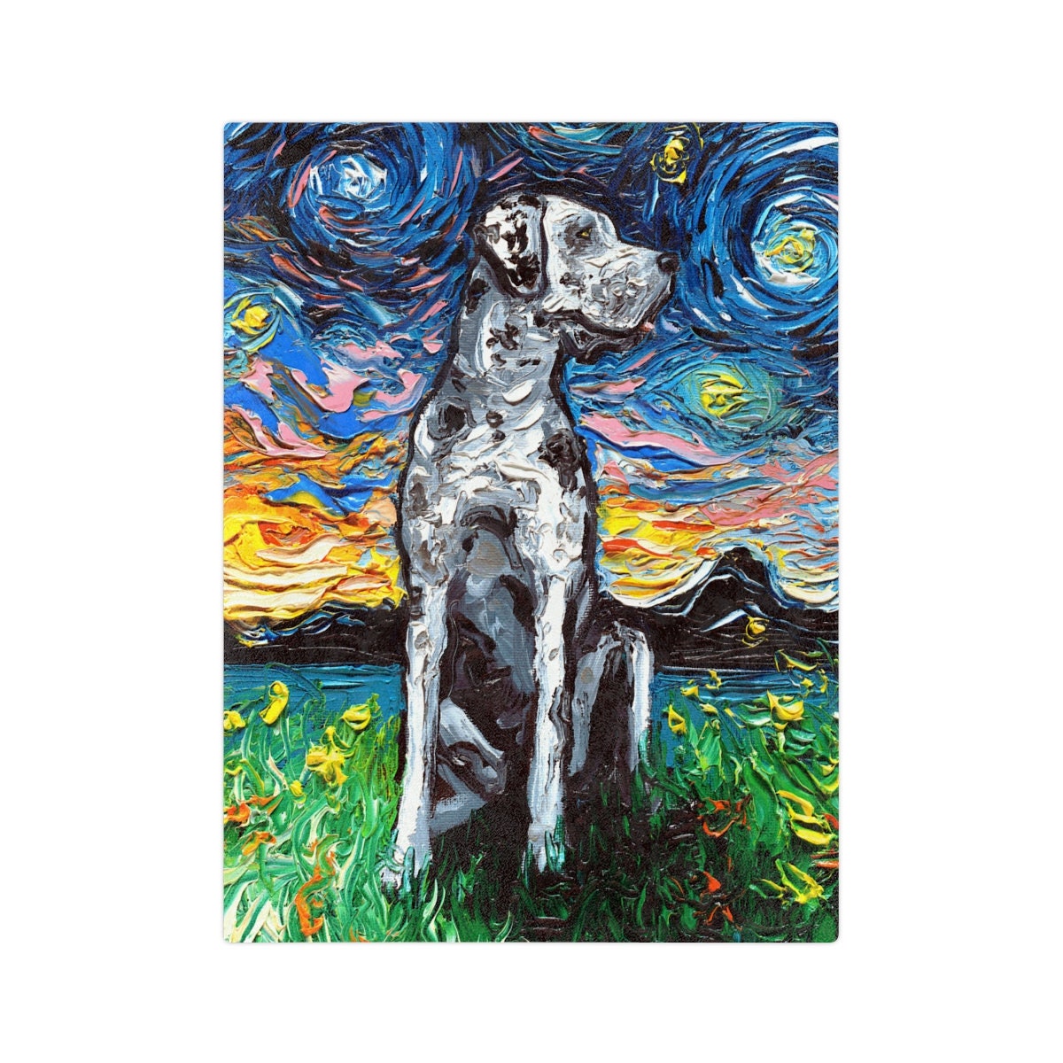 Velveteen Minky Blanket Merle Great Dane Starry Night Dog Throw