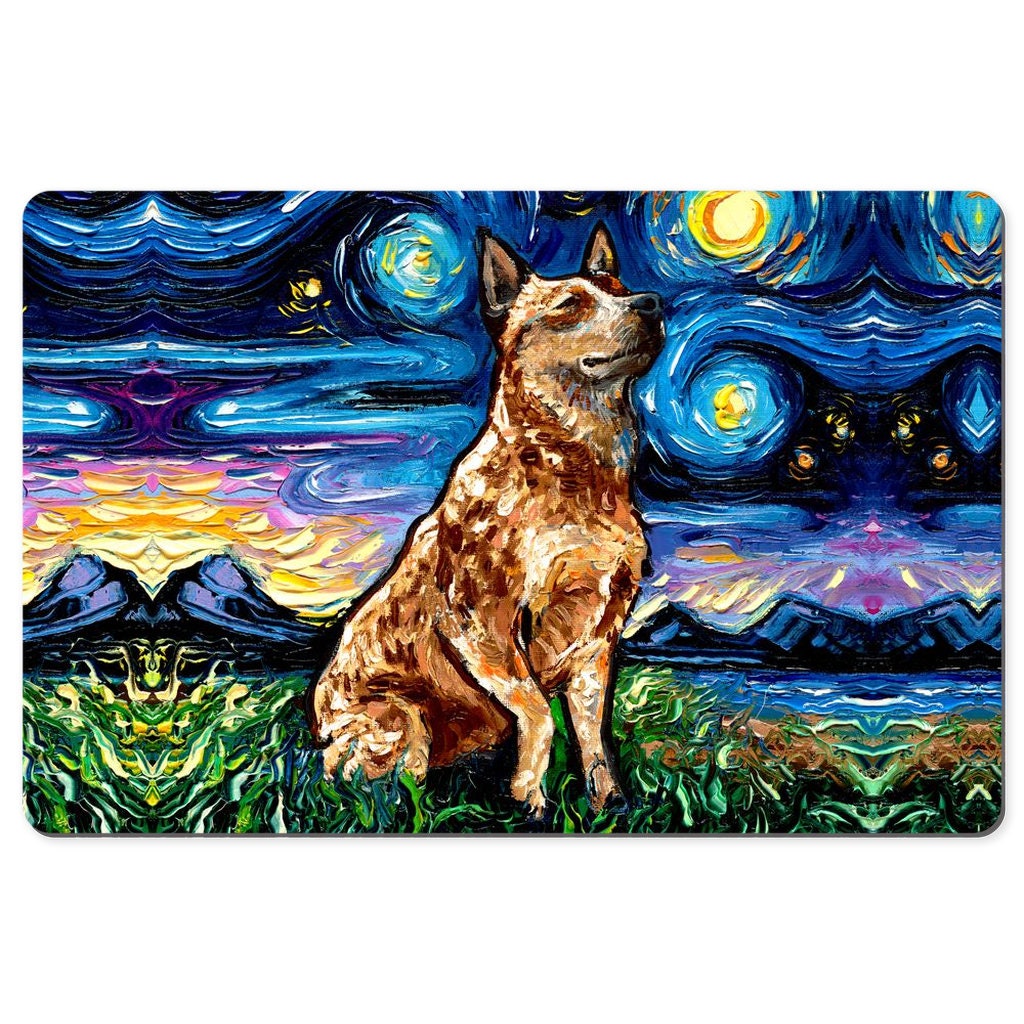 Desk Mats  Red Heeler Starry Night Cattle Dog Art By Aja Mouse Pad Gaming Keyboard Mat 3 Sizes To Choose From