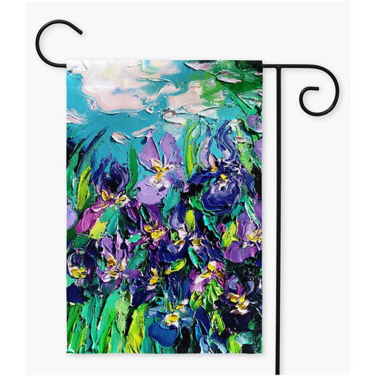 Abstract Iris Flowers Yard Flags