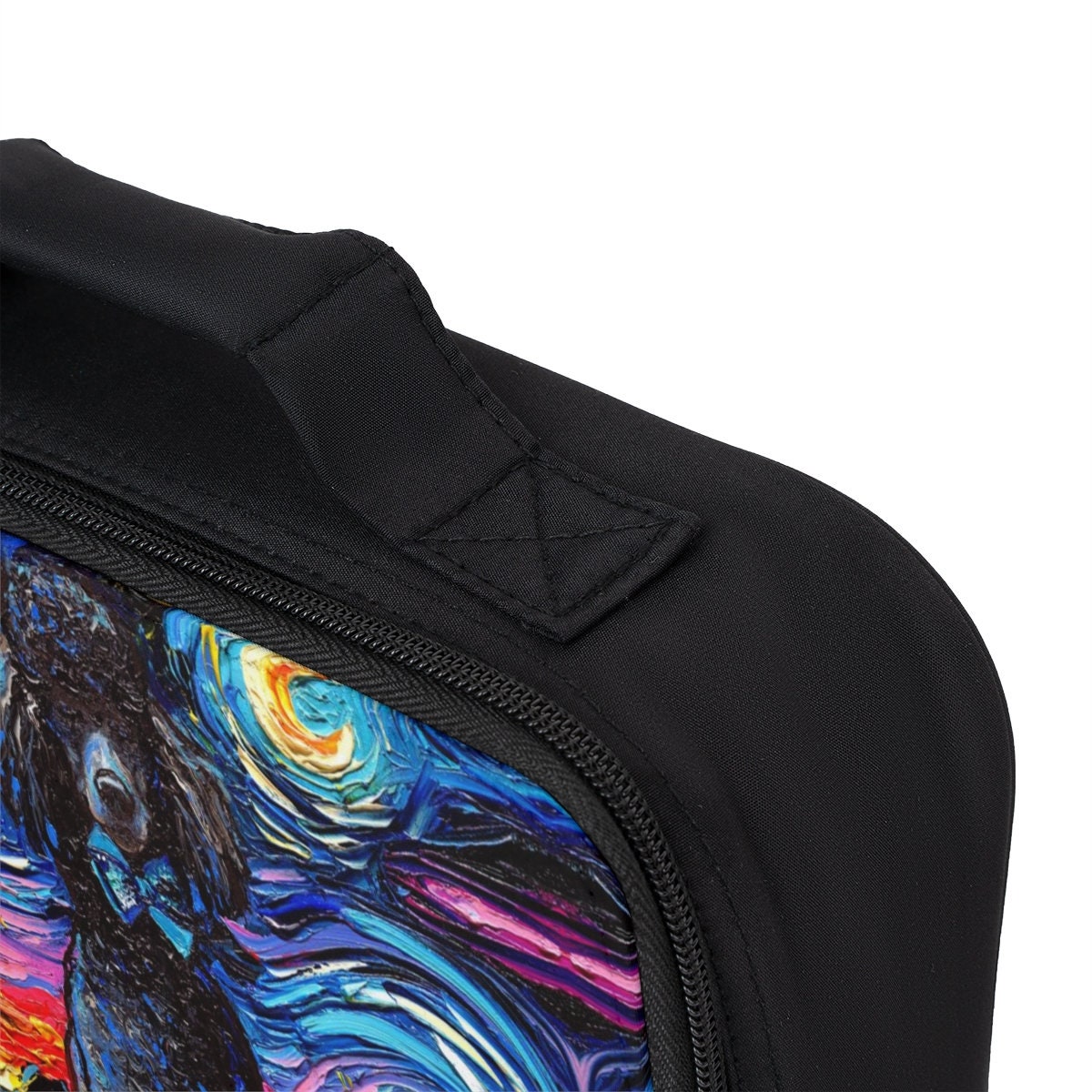 Lunch Bag  Black Standard Poodle Starry Night Dog 9.5x7x2.8 inches Art by Aja