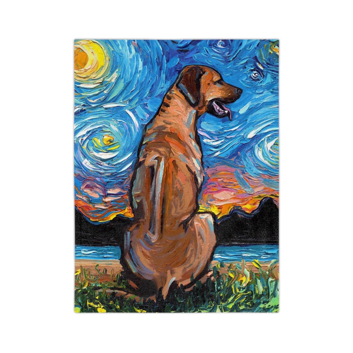 Velveteen Minky Blanket Rhodesian Ridgeback Starry Night Dog Throw