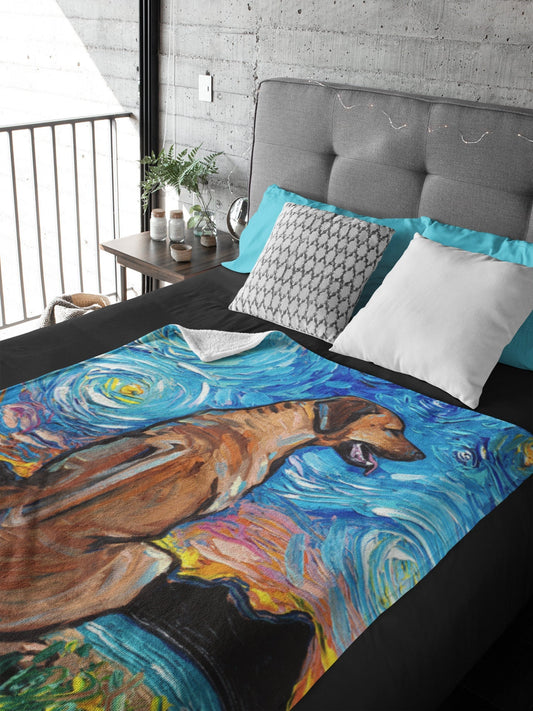 Velveteen Minky Blanket Rhodesian Ridgeback Starry Night Dog Throw