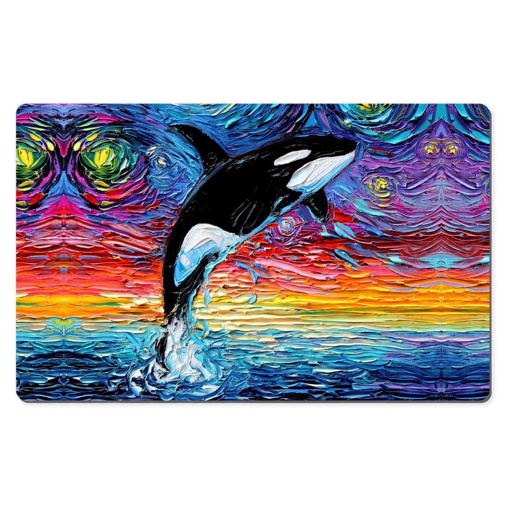 Desk Mats   Orca Killer Whale Starry Night Ocean Art By Aja Mouse Pad Gaming Keyboard Mat 3 Sizes To Choose From