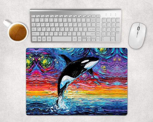 Desk Mats   Orca Killer Whale Starry Night Ocean Art By Aja Mouse Pad Gaming Keyboard Mat 3 Sizes To Choose From