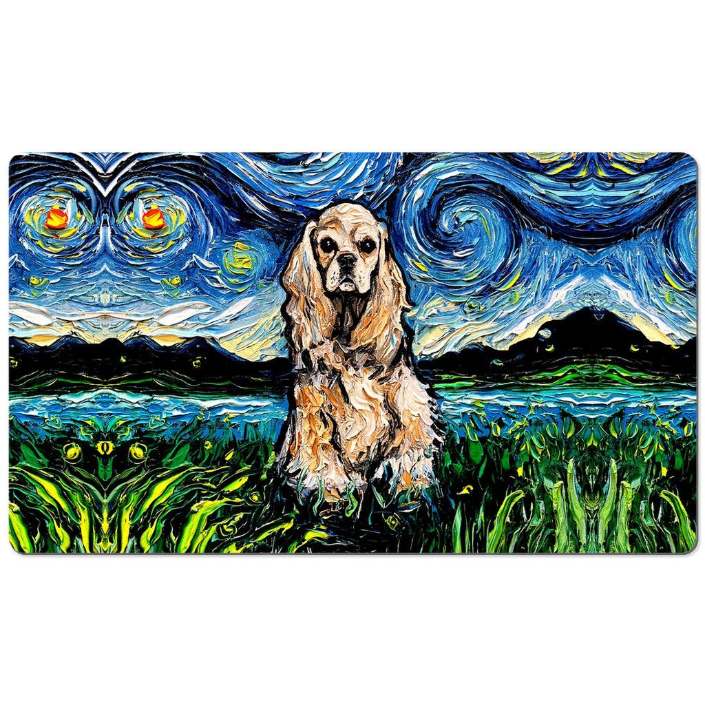 Desk Mats  American Cocker Spaniel Starry Night Dog Art By Aja Mouse Pad Gaming Keyboard Mat 3 Sizes To Choose From