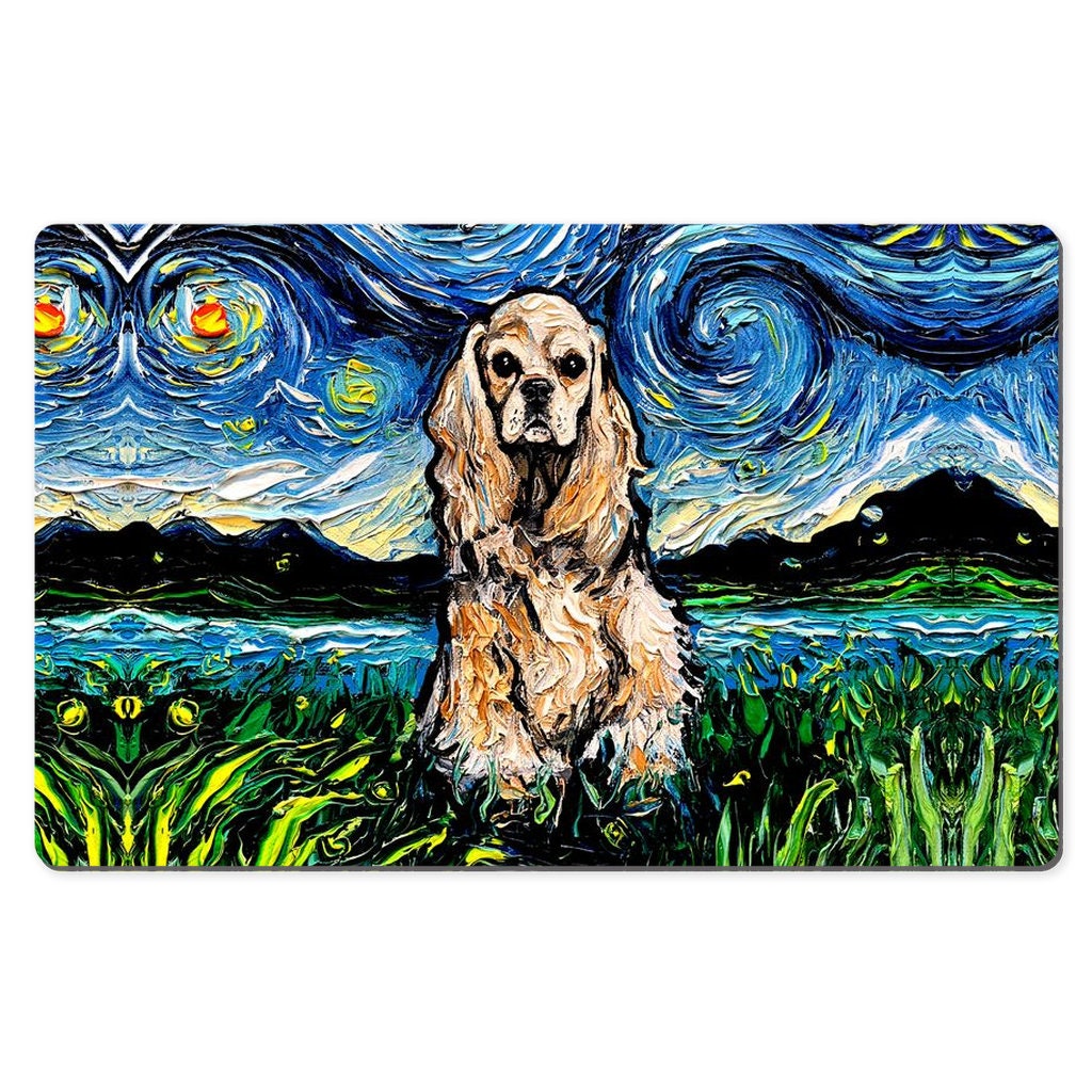 Desk Mats  American Cocker Spaniel Starry Night Dog Art By Aja Mouse Pad Gaming Keyboard Mat 3 Sizes To Choose From
