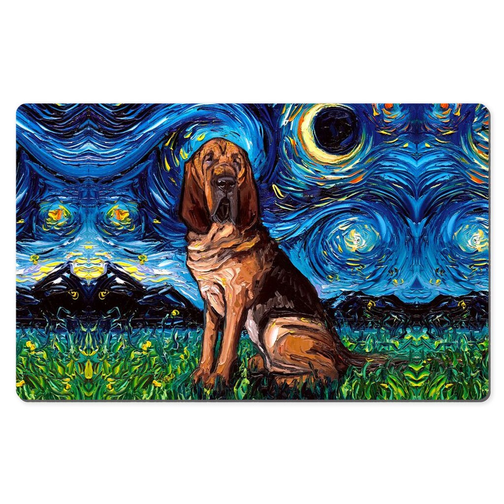 Desk Mats  Bloodhound Starry Night Dog Art By Aja Mouse Pad Gaming Keyboard Mat 3 Sizes To Choose From