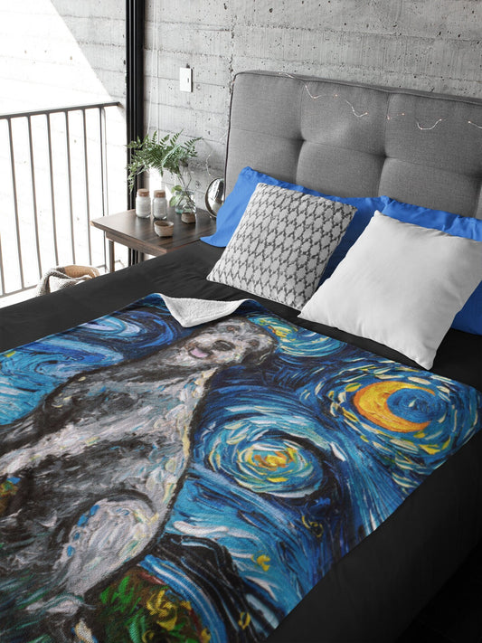 Velveteen Minky Blanket  Irish Wolfhound Starry Night Dog Art By Aja Home Decor Choose from 3 sizes Free US Shipping