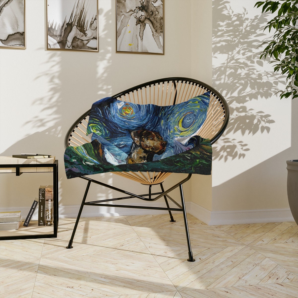 Velveteen Minky Blanket Catahoula Leopard Dog Starry Night Throw