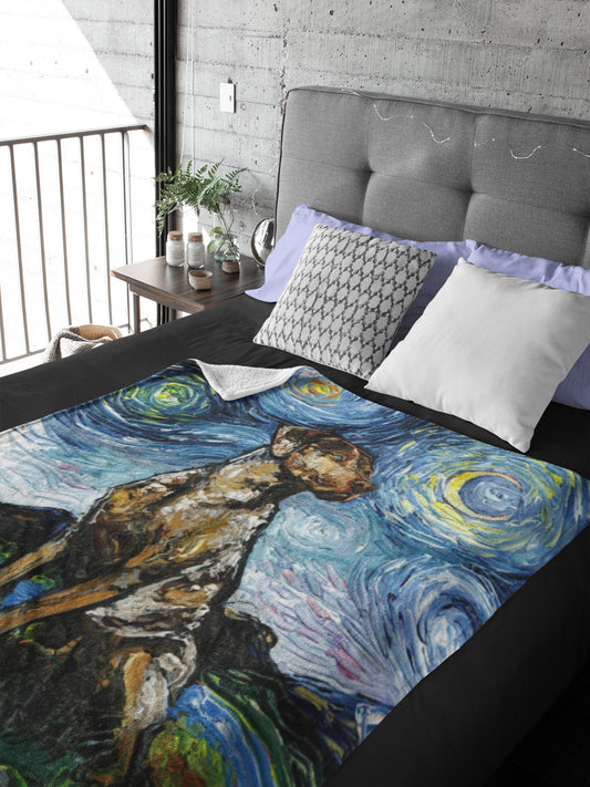 Velveteen Minky Blanket Catahoula Leopard Dog Starry Night Throw