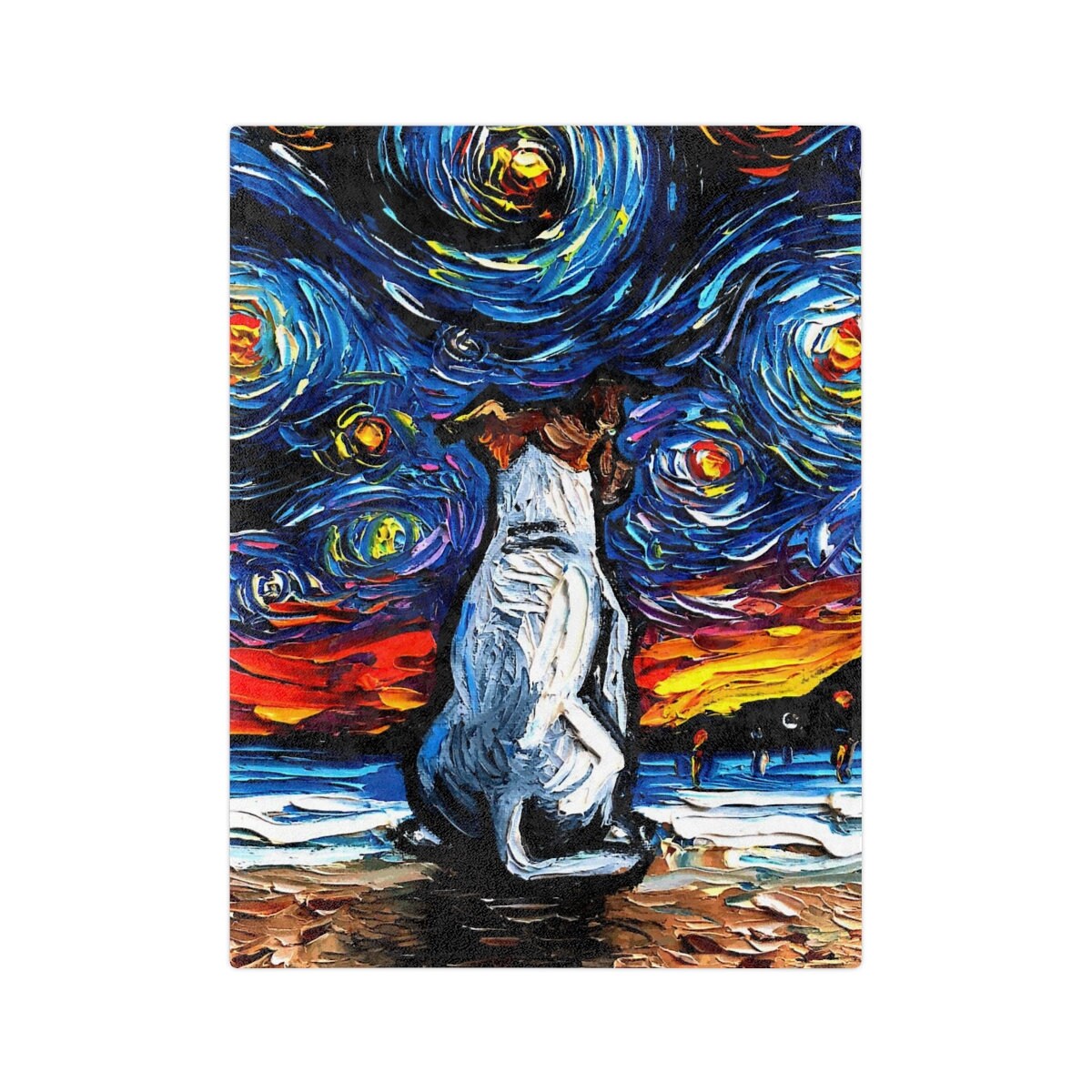 Minky Blanket Jack Russell Terrier Beach Starry Night Throw