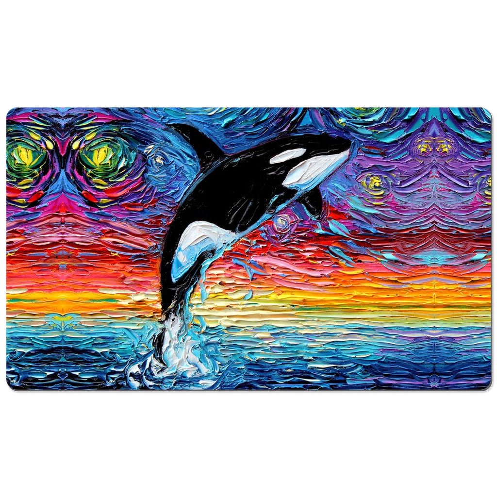 Desk Mats   Orca Killer Whale Starry Night Ocean Art By Aja Mouse Pad Gaming Keyboard Mat 3 Sizes To Choose From