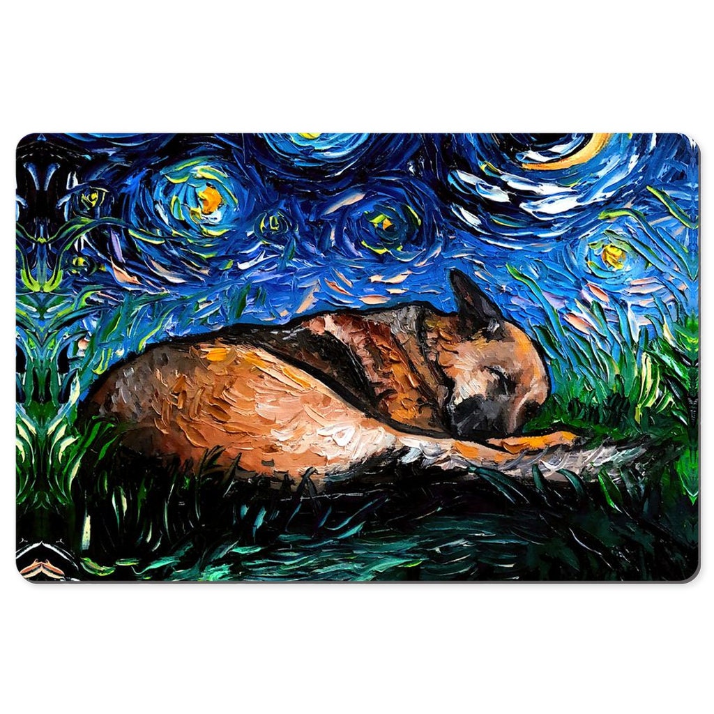 Desk Mats   Sleeping German Shepherd Starry Night Dog Art By Aja Mouse Pad Gaming Keyboard Mat 3 Sizes To Choose From