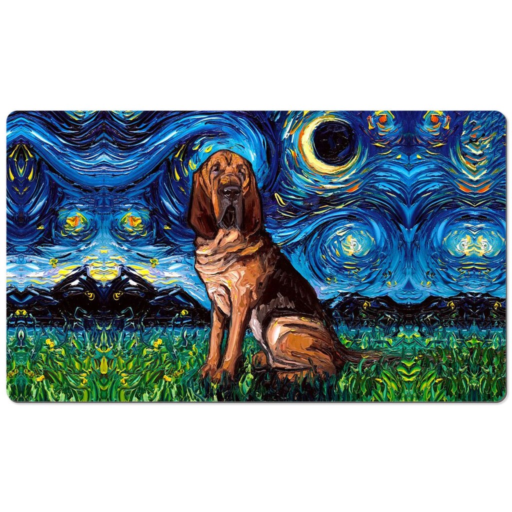 Desk Mats  Bloodhound Starry Night Dog Art By Aja Mouse Pad Gaming Keyboard Mat 3 Sizes To Choose From