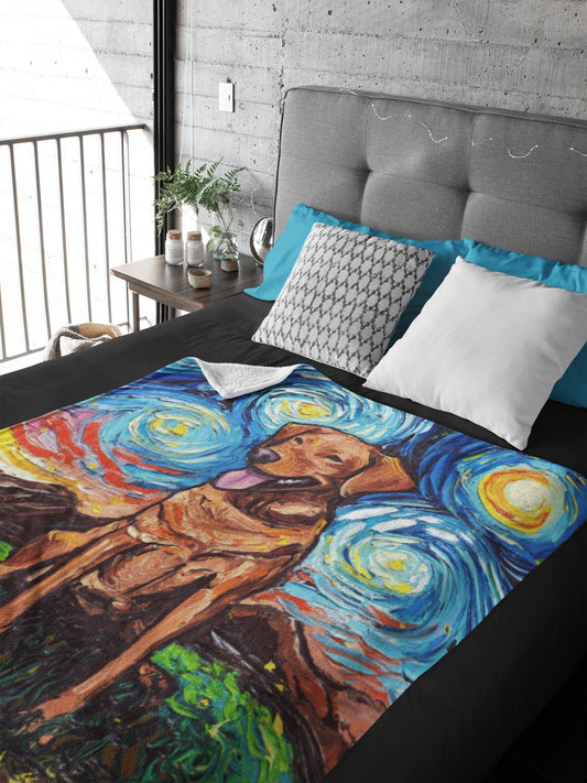 Velveteen Minky Blanket Fox Red Labrador Starry Night Throw