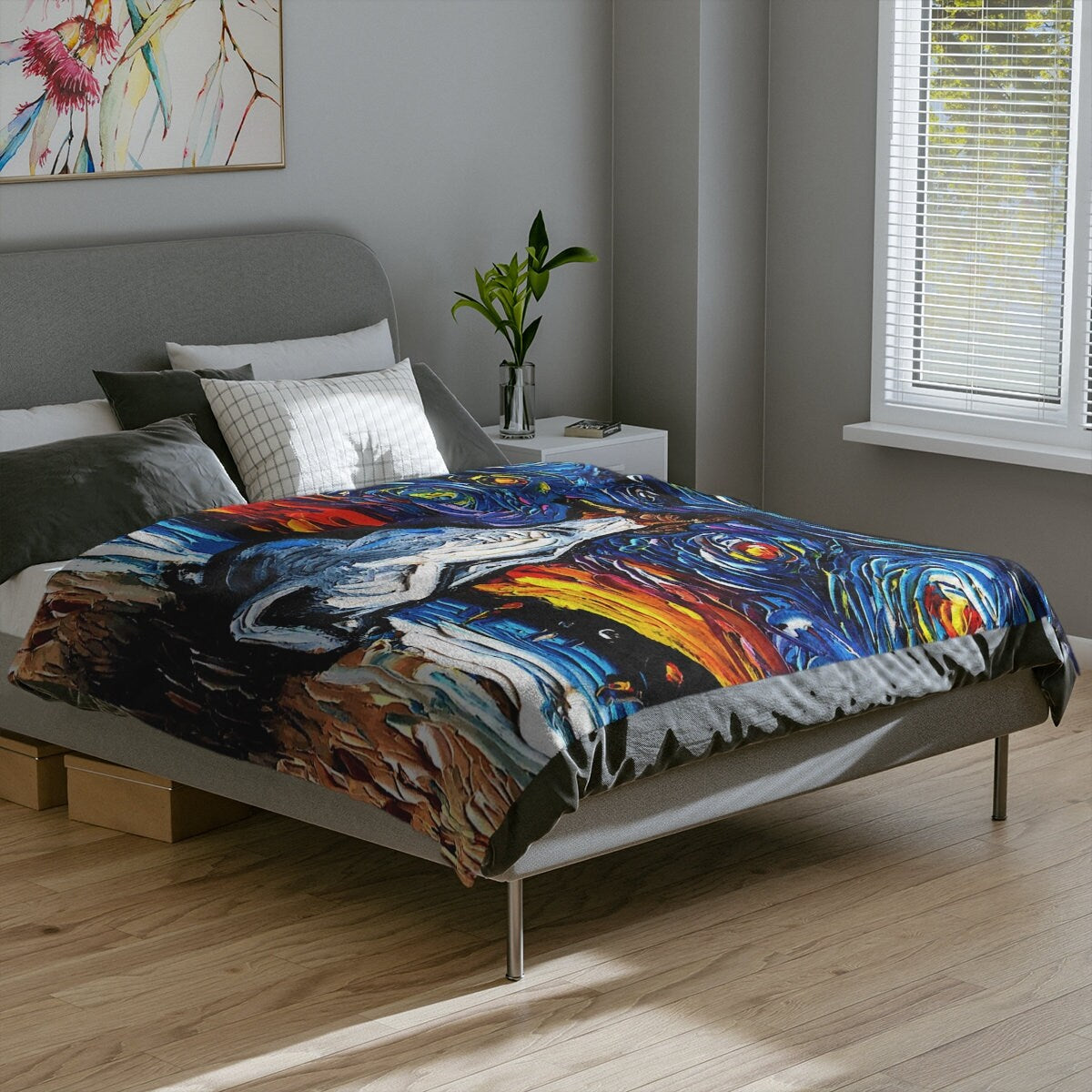 Minky Blanket Jack Russell Terrier Beach Starry Night Throw