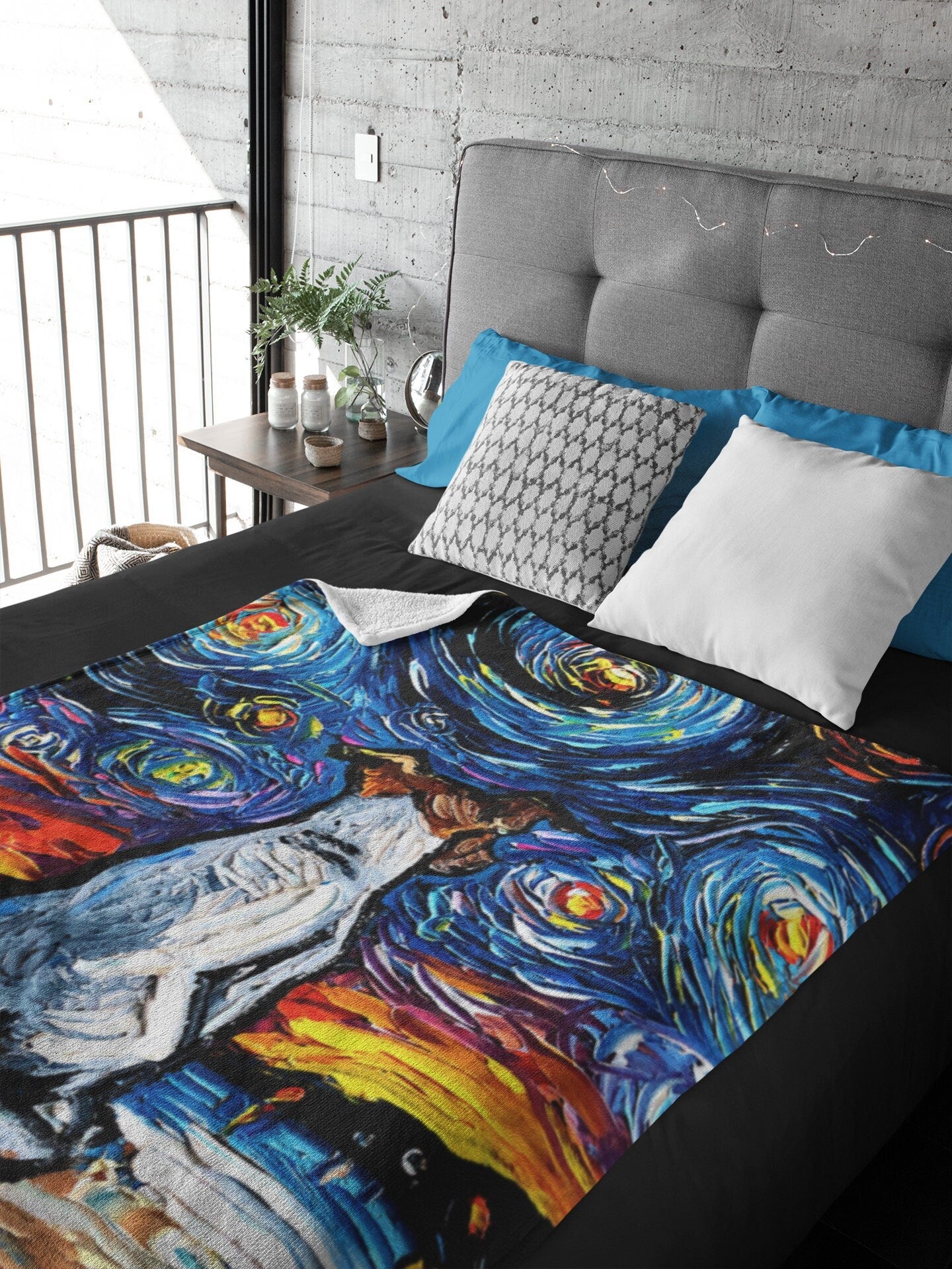Minky Blanket Jack Russell Terrier Beach Starry Night Throw