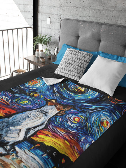 Minky Blanket Jack Russell Terrier Beach Starry Night Throw