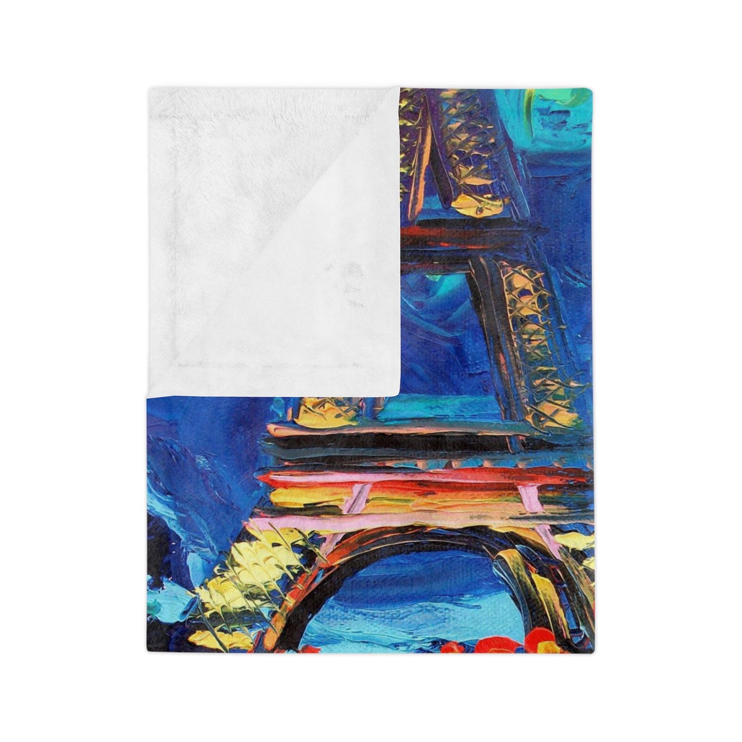 Velveteen Minky Blanket Seine Starry Night Eiffel Tower Paris France Throw