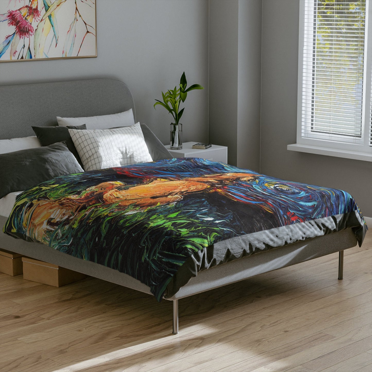 Velveteen Minky Blanket Golden Retriever Back Starry Night Dog Throw