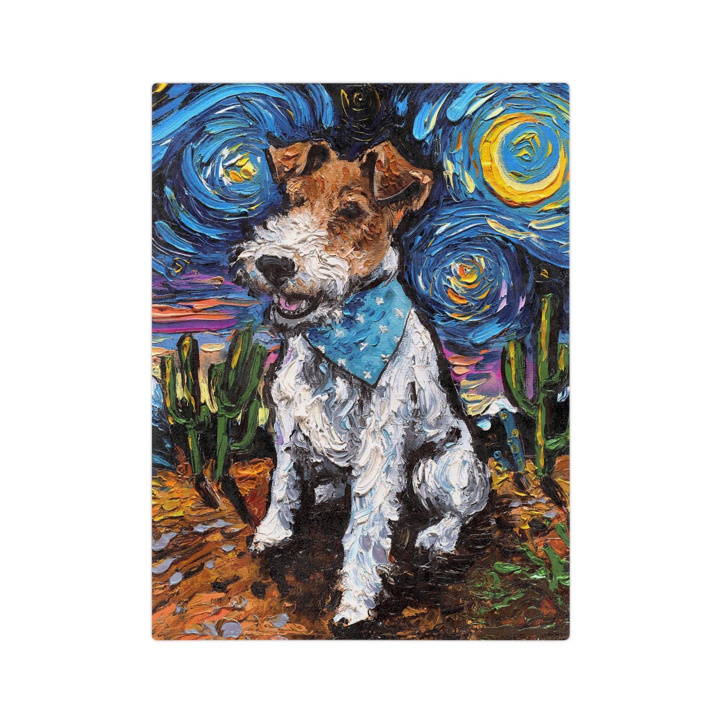 Velveteen Minky Blanket Wire Fox Terrier Starry Night Dog Throw