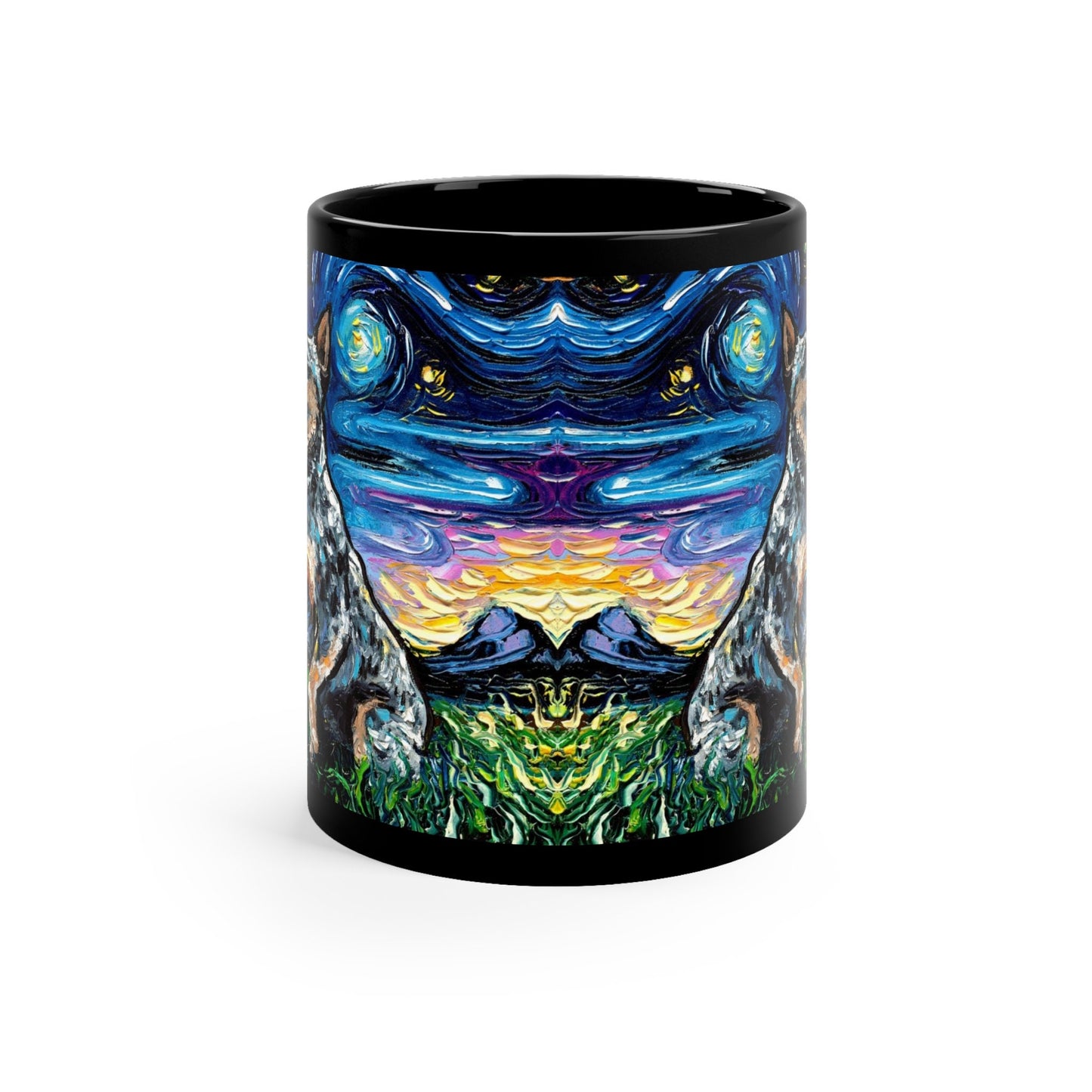 Starry Night Blue Heeler Cattle Dog Ceramic Coffee Mug Artisan Pet Lover Novelty Cup Unique Dog Mom Drinkware Aesthetic Dog Dad Tea Cup