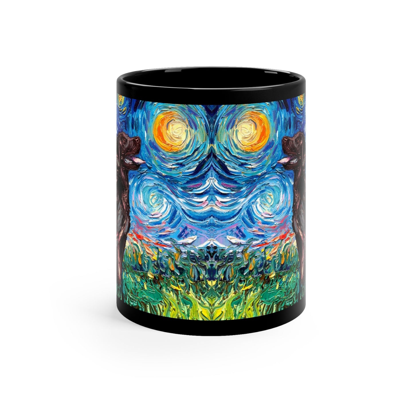Starry Night Chocolate Labrador Dog Ceramic Coffee Mug Artisan Pet Lover Novelty Cup Unique Dog Mom Drinkware Aesthetic Dog Dad Tea Cup