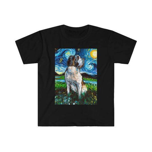 Shirt  Saint Bernard Starry Night Dog ShortSleeve Unisex TShirt Art by Aja Soft top clothing Apparel