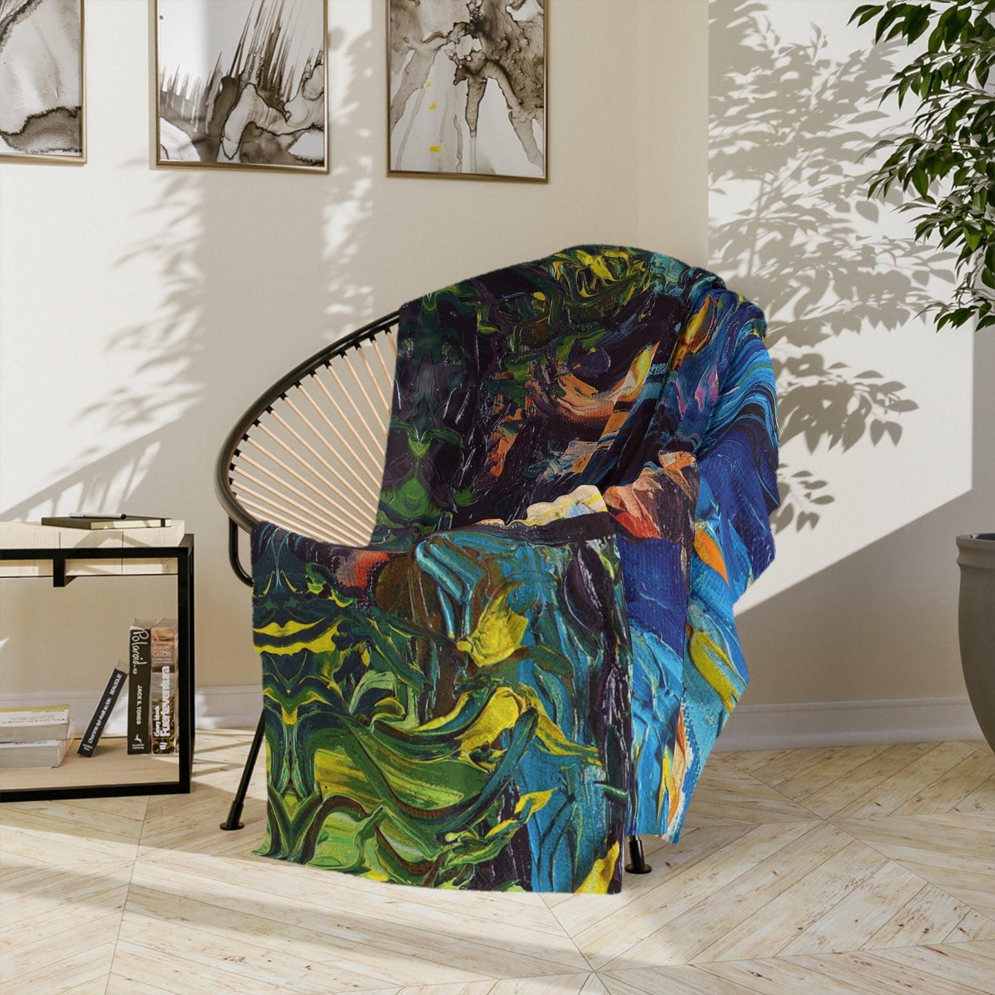 Minky Blanket Seated Rottweiler Starry Night