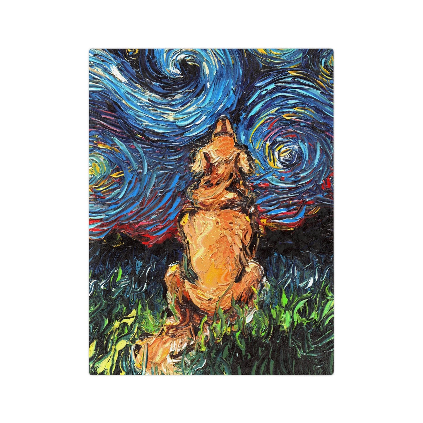 Velveteen Minky Blanket Golden Retriever Back Starry Night Dog Throw